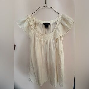 Cynthia Rowley Cream Flutter Sleeve Blouse